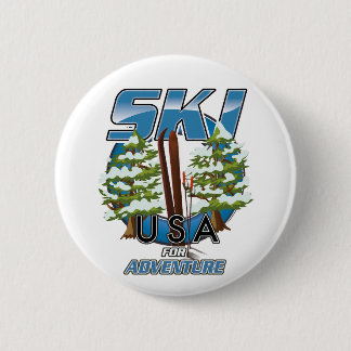 Ski USA For adventure logo. 2 Inch Round Button