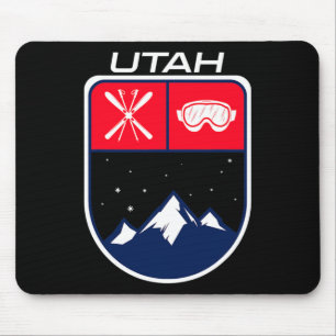 Ski Utah Mountain Skiing Trail Skier Goggle Pole J Mouse Pad