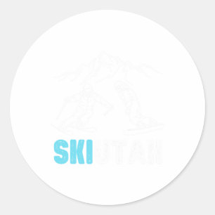 Ski Utah Skiing Snowboarding Vacation Souvenir Classic Round Sticker