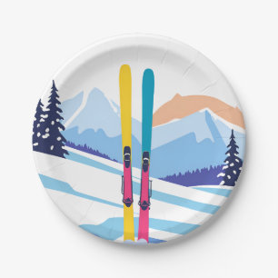 Ski Vacation Paper Plate