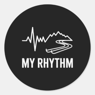 Ski Vacation Snowboard Heartbeat My Rhythm Mountai Classic Round Sticker