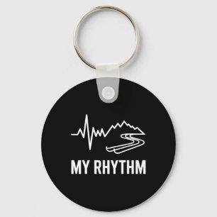 Ski Vacation Snowboard Heartbeat My Rhythm Mountai Keychain