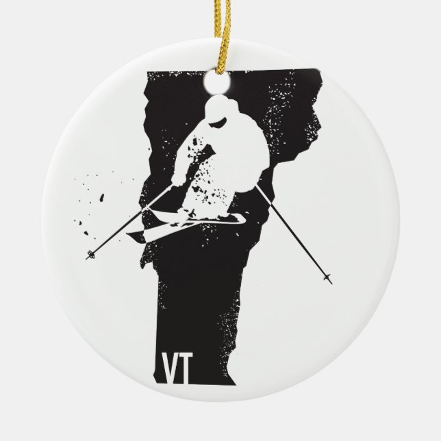 Ski Vermont Ceramic Ornament (Front)