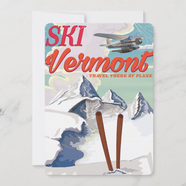 Ski Vermont retro vacation poster Invitation (Front)
