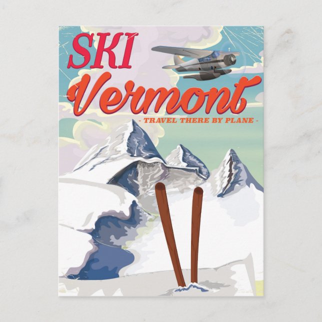 Ski Vermont retro vacation poster Postcard (Front)
