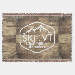 Ski Vermont Stowe Killington Stratton Sugarbush Throw Blanket