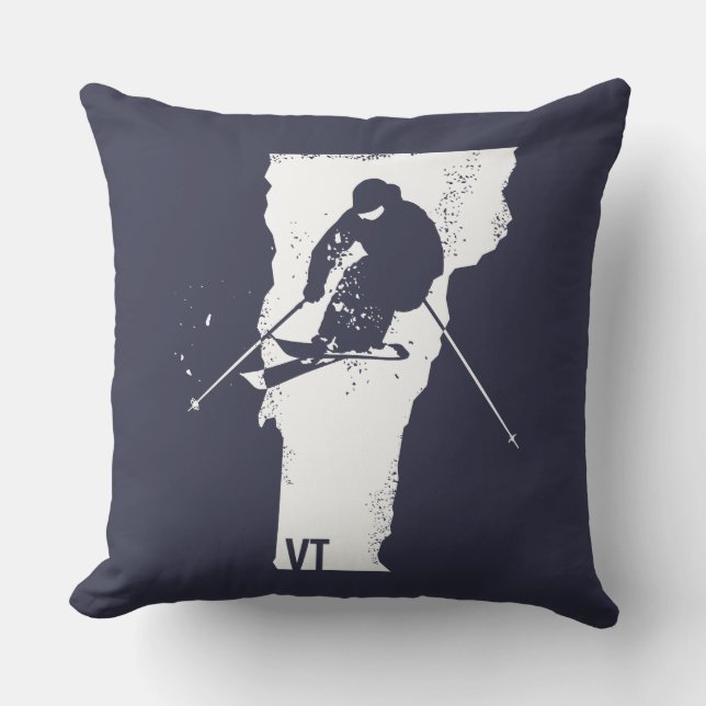 Ski Vermont Throw Pillow (Front)