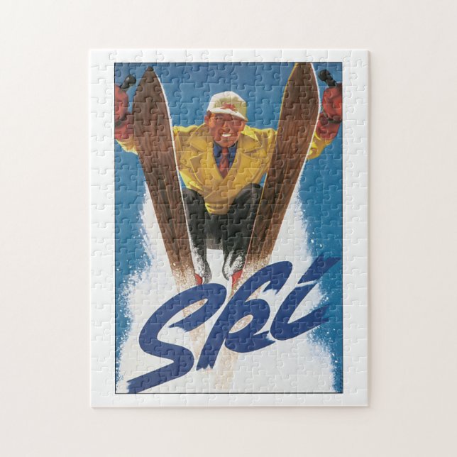 Ski Vintage Travel Poster Artwork Jigsaw Puzzle (Vertical)