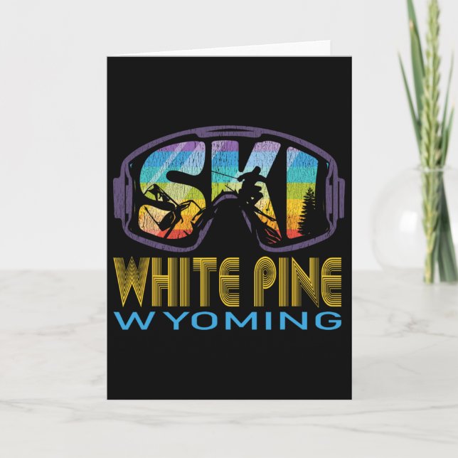 Ski White Pine Wyoming Skiing Vacation  Card (Front)