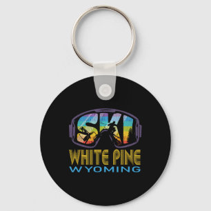 Ski White Pine Wyoming Skiing Vacation Keychain