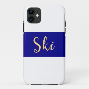 SKI Wide Bright Royal Blue Winter White Stripes iPhone 11 Case