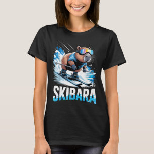 Ski winter sport skier funny skiing capybara T-Shirt