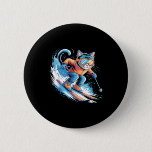 Ski winter sport skier funny skiing cat 2 inch round button