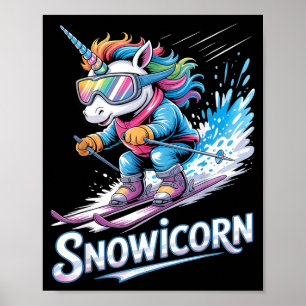 Ski winter sport skier funny skiing unicorn poster
