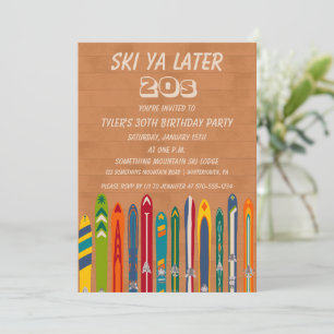 Ski Ya Later Any Decade Retro Skiing Birthday Invitation