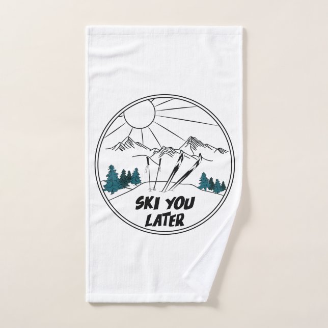 Ski You Later Funny Ski Pun Hand Towel (Hand Towel)