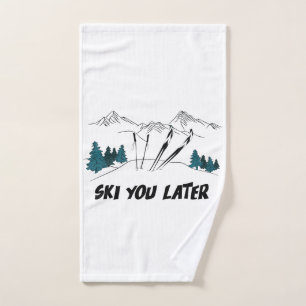 Ski You Later Ski Resort Winter Scene Hand Towel