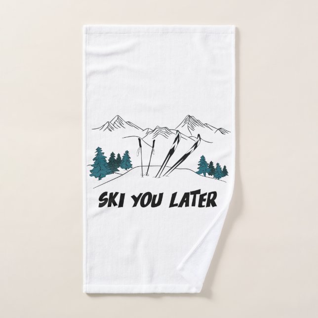 Ski You Later Ski Resort Winter Scene Hand Towel (Hand Towel)