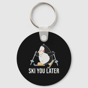 Ski You Later Skiing Penguin Winter Snow Christmas Keychain