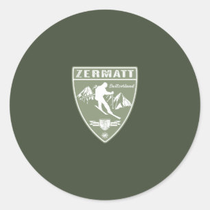 Ski Zermatt Switzerland Classic Round Sticker