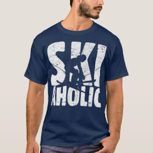 Skiaholic Funny Vintage Snow Skiing T-Shirt