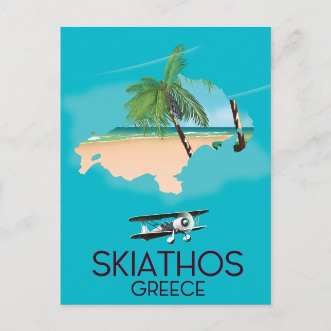 Skiathos Greece travel poster Postcard (Front)