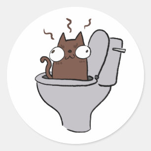 Skibbidi poop cat classic round sticker