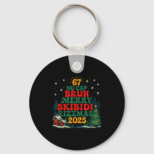 Skibiddi Rizzmas 2025 Funny Meme Christmas Tree  Keychain (Front)