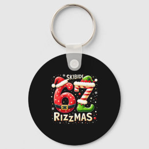 Skibidi 67 Rizzmas Christmas Meme Funny Elf Santa  Keychain