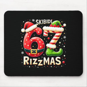 Skibidi 67 Rizzmas Christmas Meme Funny Elf Santa  Mouse Pad