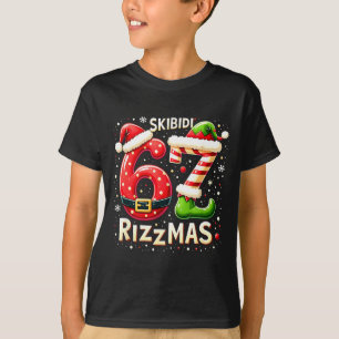 Skibidi 67 Rizzmas Christmas Meme Funny Elf Santa  T-Shirt