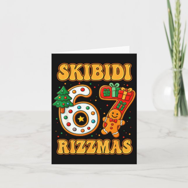 Skibidi 67 Rizzmas Funny Six Seven Meme Christmas  Card (Front)