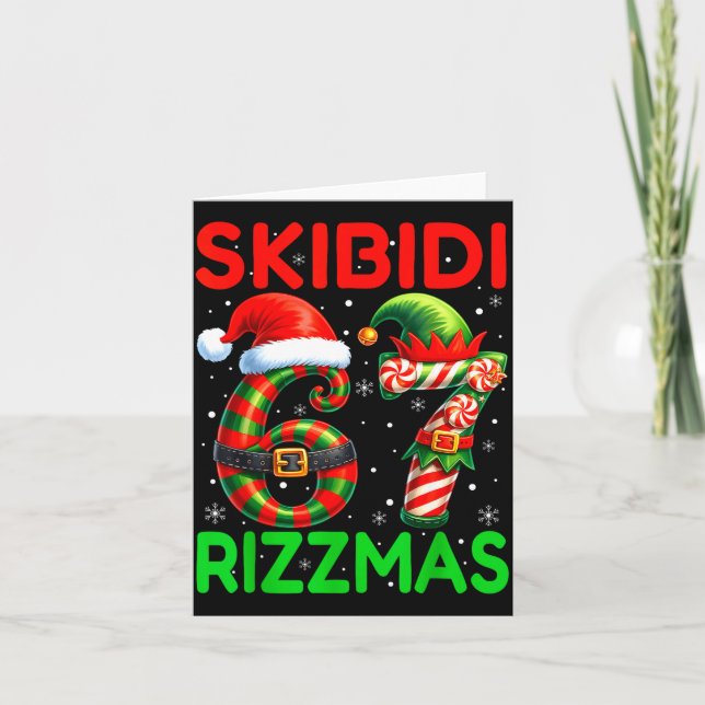 Skibidi 67 Rizzmas Funny Six Seven Meme Christmas  Card (Front)