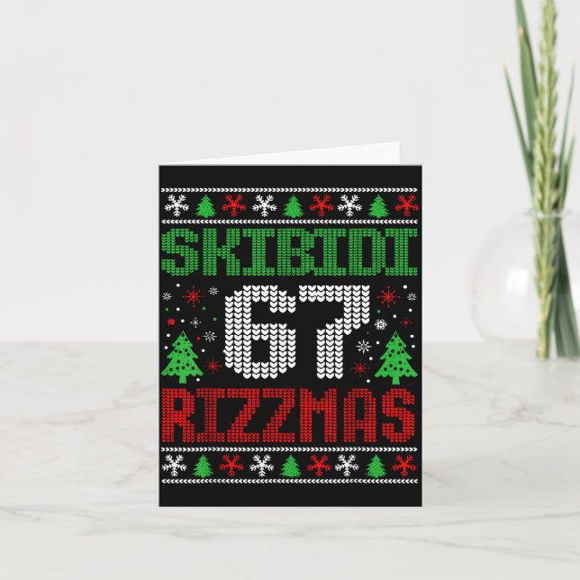 Skibidi 67 Rizzmas Funny Six Seven Meme Christmas  Card (Front)