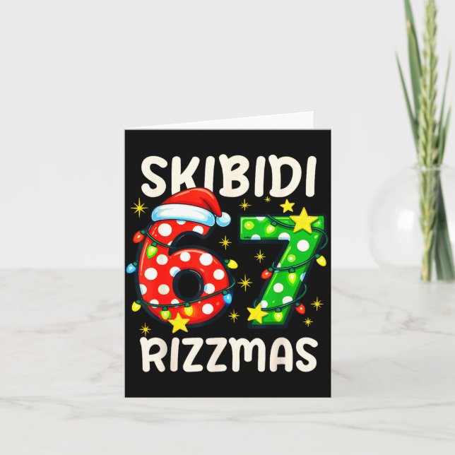 Skibidi 67 Rizzmas Funny Six Seven Meme Christmas  Card (Front)