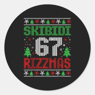 Skibidi 67 Rizzmas Funny Six Seven Meme Christmas  Classic Round Sticker