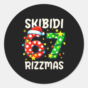 Skibidi 67 Rizzmas Funny Six Seven Meme Christmas  Classic Round Sticker