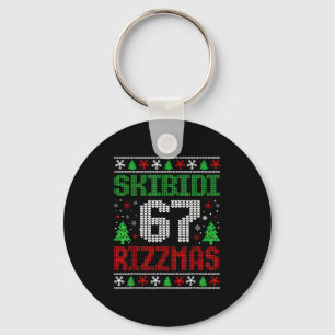 Skibidi 67 Rizzmas Funny Six Seven Meme Christmas Keychain