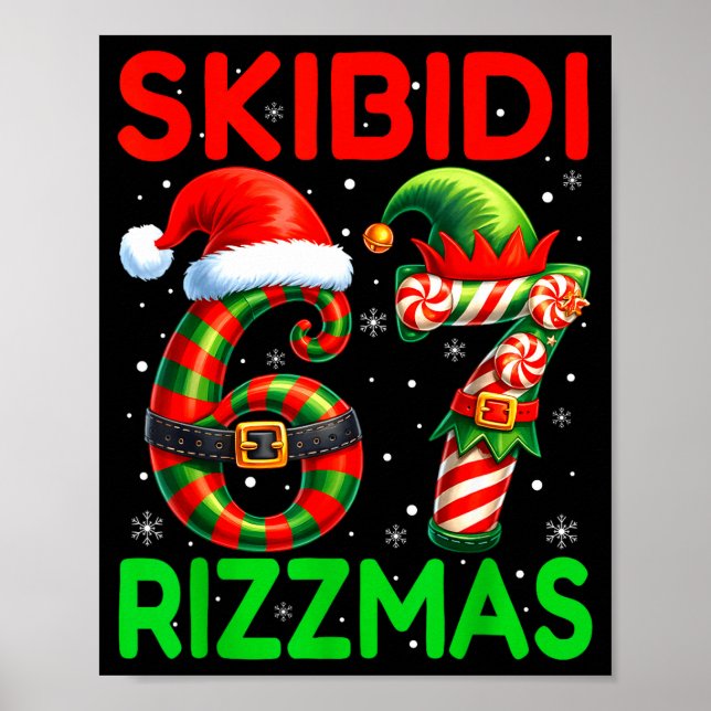 Skibidi 67 Rizzmas Funny Six Seven Meme Christmas  Poster (Front)