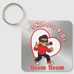 Skibidi Bidi Boom Boom Valentine Meme - Cartoon Keychain