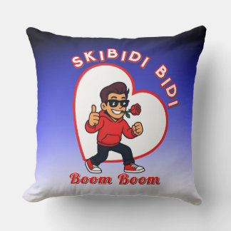 Skibidi Bidi Boom Boom Valentine Meme - Cartoon Throw Pillow