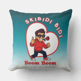Skibidi Bidi Boom Boom Valentine Meme - Cartoon Throw Pillow