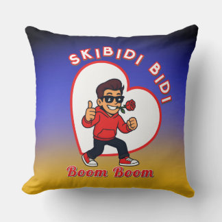 Skibidi Bidi Boom Boom Valentine Meme - Cartoon Throw Pillow