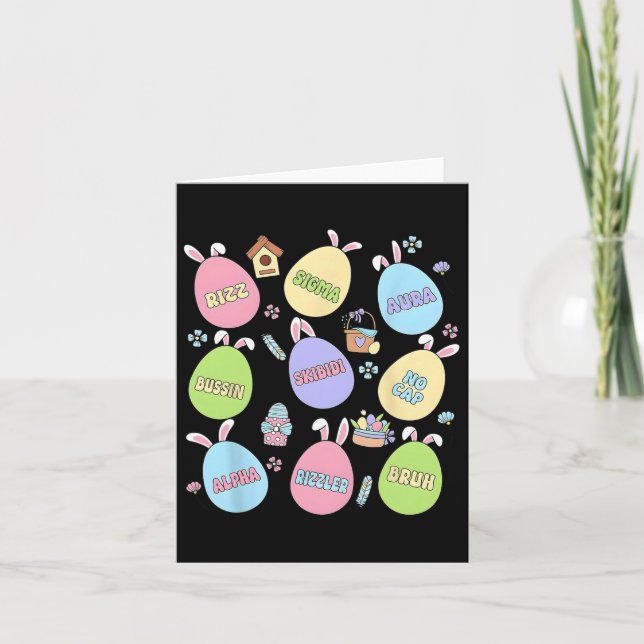 Skibidi Easter Day Egg Hunt Funny No Cap Rizz Meme Card (Front)