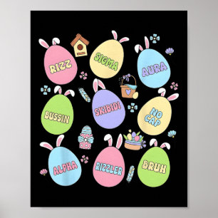 Skibidi Easter Day Egg Hunt Funny No Cap Rizz Meme Poster