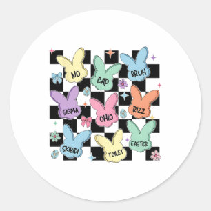 Skibidi Easter Egg Hunt Day Funny No Cap Rizz Meme Classic Round Sticker