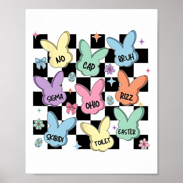Skibidi Easter Egg Hunt Day Funny No Cap Rizz Meme Poster (Front)