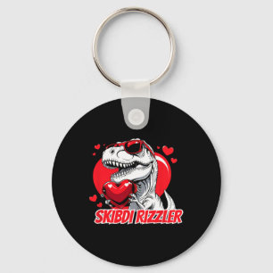 Skibidi Rizzler Trex Valentine Meme Funny Gifts Me Keychain