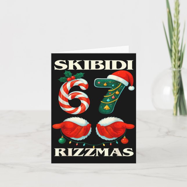 Skibidi Rizzmas 67 Christmas Six Seven Xmas Funny  Card (Front)