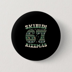 Skibidi Rizzmas 67 Six Seven Meme Ugly Christmas F 2 Inch Round Button